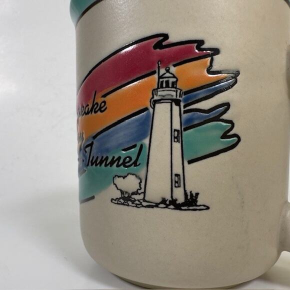 Chesapeake Bay Bridge-Tunnel Stoneware Mug Cup Japan Souvenir Lighthouse VTG - Picture 7 of 11